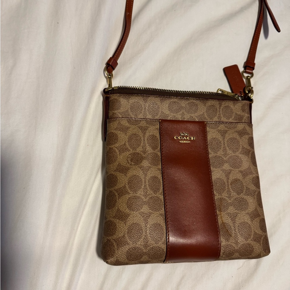 Coach Tan and Brown Crossbody Bag